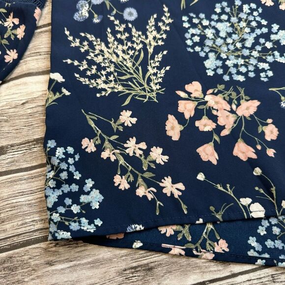 Westport 1962 Women's Floral Button Blouse XL Extra Large Navy Blue Pink Green - Picture 9 of 15